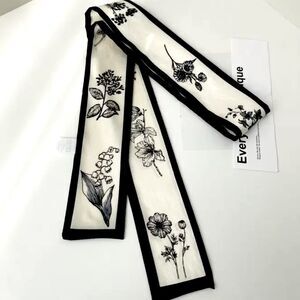 XMAS SALE Beige Satin Floral Accent Scarf